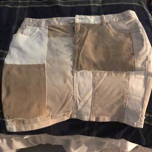 Multi fabric tan/ cream skirt